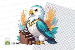 Cartoon eagle on piano clipart png Product Image 1