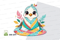 Cartoon bird yoga pose clipart png Product Image 1