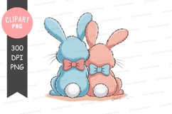 Two cute bunnies with bows Product Image 1