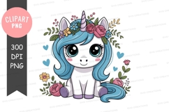 Adorable blue unicorn clipart png Product Image 1