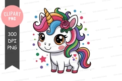 Colorful unicorn clipart png Product Image 1