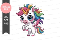 Cute cartoon unicorn clipart png Product Image 1