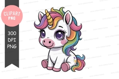 Cute cartoon unicorn clipart png Product Image 1