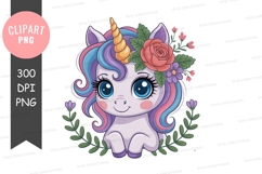 Cute unicorn clipart png Product Image 1