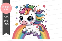 Rainbow unicorn clipart png Product Image 1
