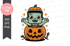 Frankenstein pumpkin clipart png Product Image 1