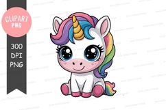 Cute cartoon unicorn clipart png Product Image 1