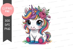 Colorful unicorn clipart png Product Image 1