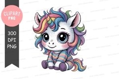 Cute cartoon unicorn clipart png Product Image 1