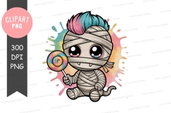 Cute mummy with lollipop clipart png Product Image 1