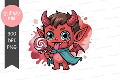 Cute devil with lollipop clipart png Product Image 1
