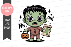 Cute zombie boy with pumpkin and map Product Image 1