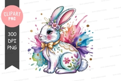 Colorful easter bunny clipart png Product Image 1