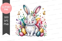 Colorful easter bunny with eggs Product Image 1