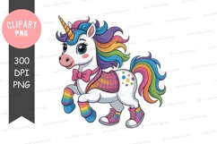 Colorful unicorn clipart png Product Image 1