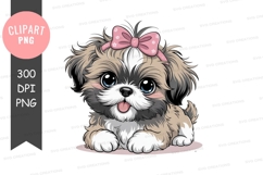 Cute puppy with bow clipart png Product Image 1