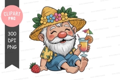 Cheerful elderly man enjoying a tropical drink Product Image 1