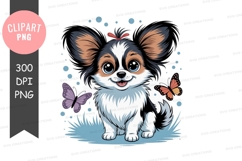 Cute papillon puppy with butterflies Product Image 1
