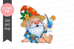 Cheerful gnome with a tropical drink Product Image 1