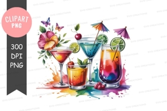 Colorful cocktails clipart png Product Image 1