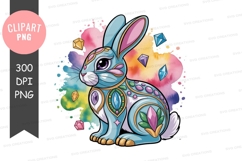 Colorful rabbit with jewels clipart png Product Image 1