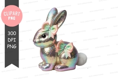 Decorative rainbow bunny with bows clipart png Product Image 1