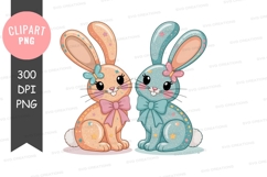 Two adorable bunnies clipart png Product Image 1