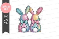Two colorful bunnies with bows Product Image 1