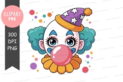 Whimsical clown blowing a bubble clipart png Product Image 1