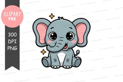 Cute baby elephant clipart png Product Image 1