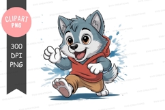 Happy wolf puppy clipart png Product Image 1