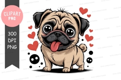 Playful pug clipart png Product Image 1