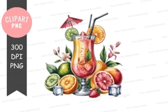 Vibrant tropical cocktail clipart png Product Image 1