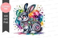 Colorful rabbit clipart png Product Image 1