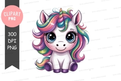 Cute cartoon unicorn clipart png Product Image 1