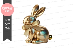 Golden easter bunny clipart png Product Image 1