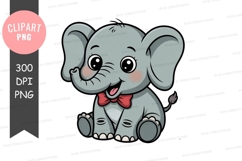 Cute baby elephant clipart png Product Image 1