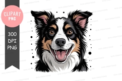 Happy border collie clipart png Product Image 1