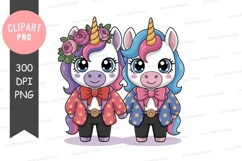 Two adorable unicorns in party attire Product Image 1