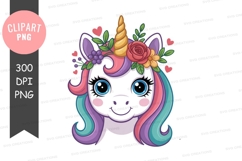 Colorful unicorn clipart png Product Image 1