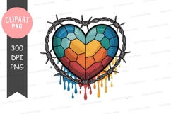 Rainbow heart with barbed wire clipart png Product Image 1