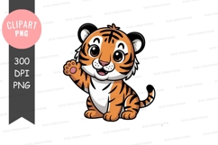 Cute cartoon tiger clipart png Product Image 1