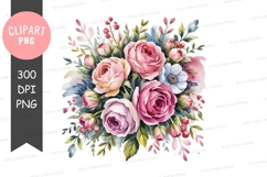 Delicate floral bouquet clipart png Product Image 1