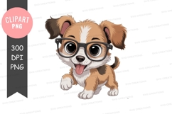 Cute puppy with glasses clipart png Product Image 1