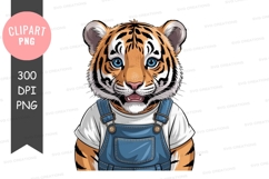 Adorable tiger cub in overalls Product Image 1