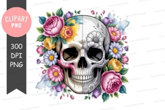 Floral skull clipart png Product Image 1