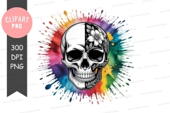 Colorful skull clipart png Product Image 1