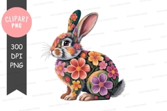 Floral bunny clipart png Product Image 1