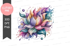 Colorful lotus flower clipart png Product Image 1