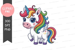 Colorful unicorn clipart png Product Image 1